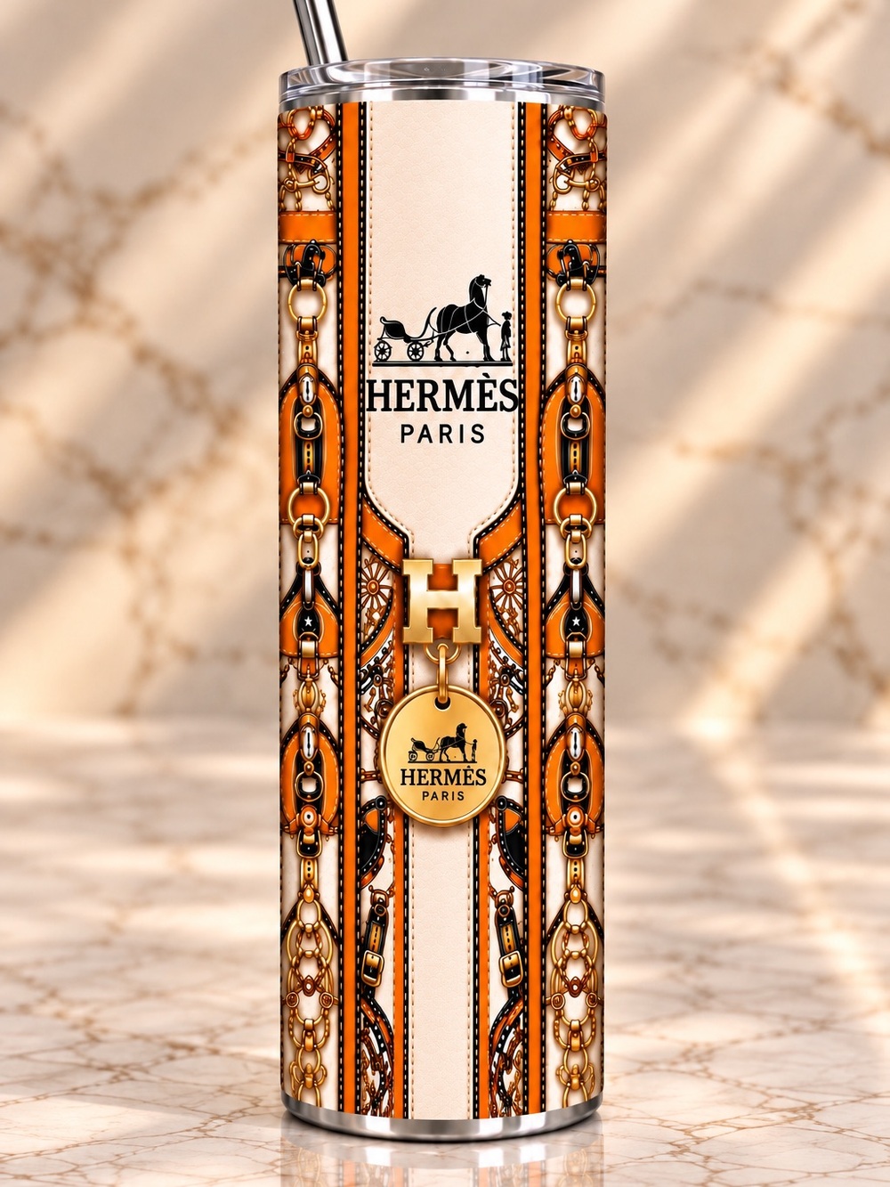 Chic Luxury 20oz Tumbler – Classic Equestrian-Inspired Design
